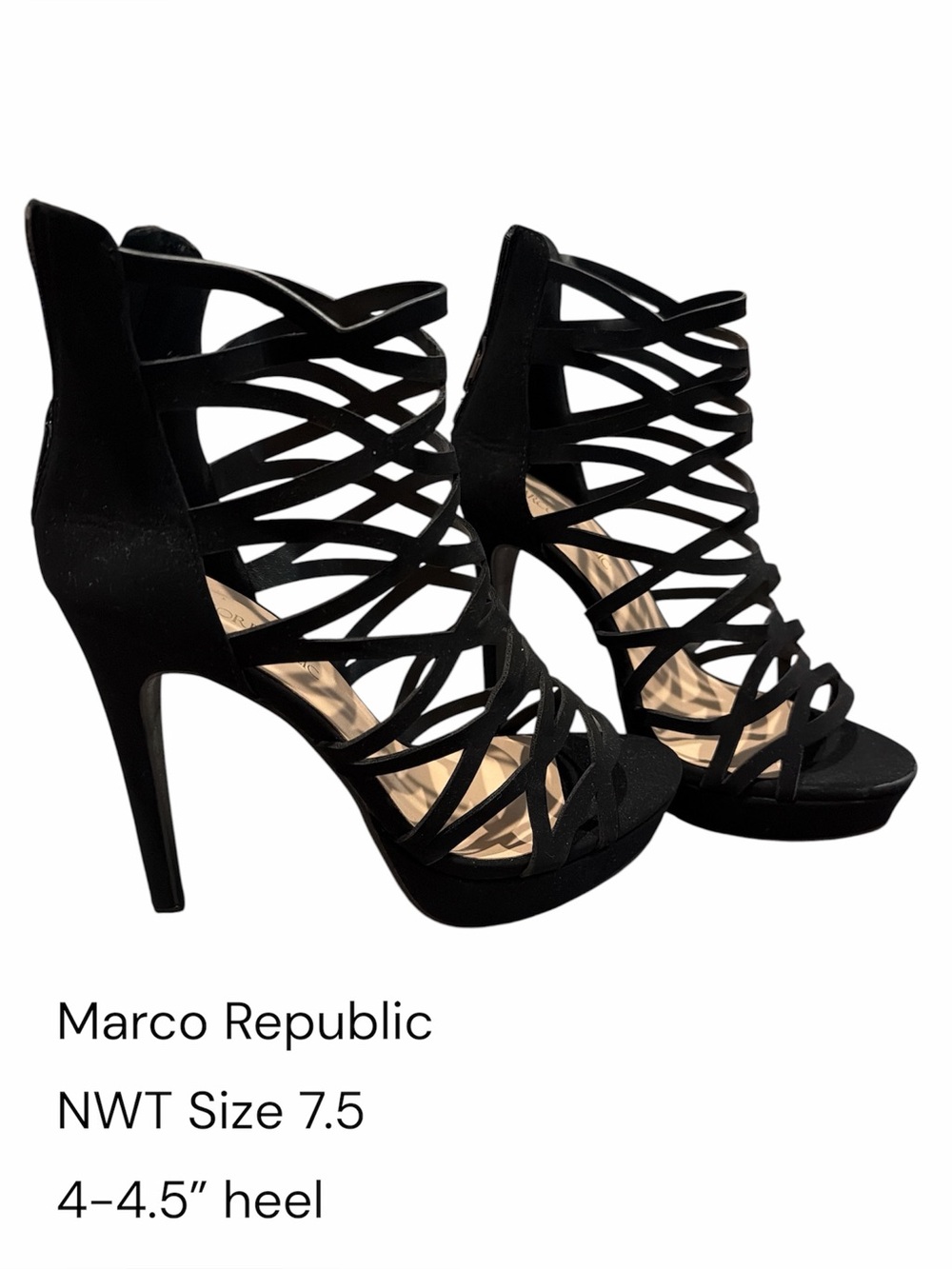 Black Strappy High-Heel Sandals